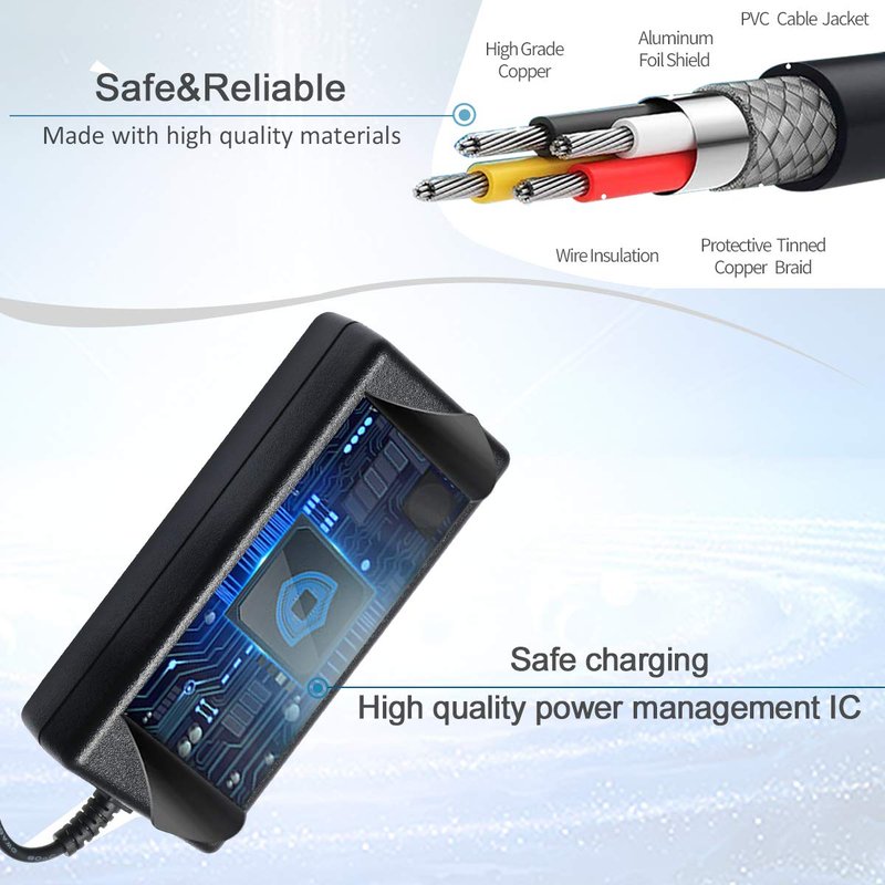 Janboo 24V Scooter Battery Charger Compatible for Razor E100 E200 E200S E175 E300 E300S E125 E150 E500 PR200 E225S E325S MX350 MX400 Dirt Bike, Dirt Rocket, Pocket Mod, Sports Mod Power Supply Cord