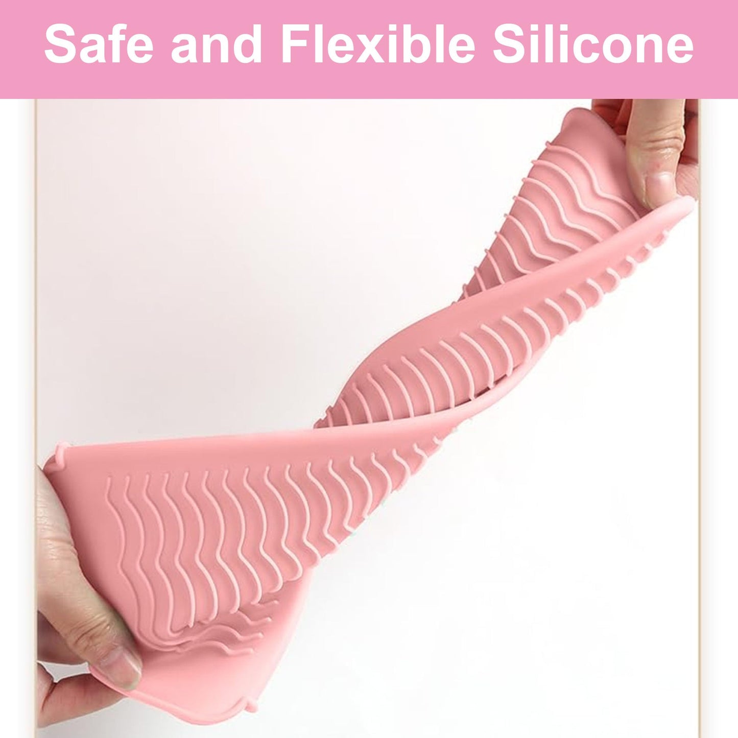 Heat Resistant Silicone Mat and Holder for Hair Tools, Curling Iron and Flat Iron Mat Pad, Portable Travel Pouch Case and Countertop Protector for Hair Styling Tools Pink