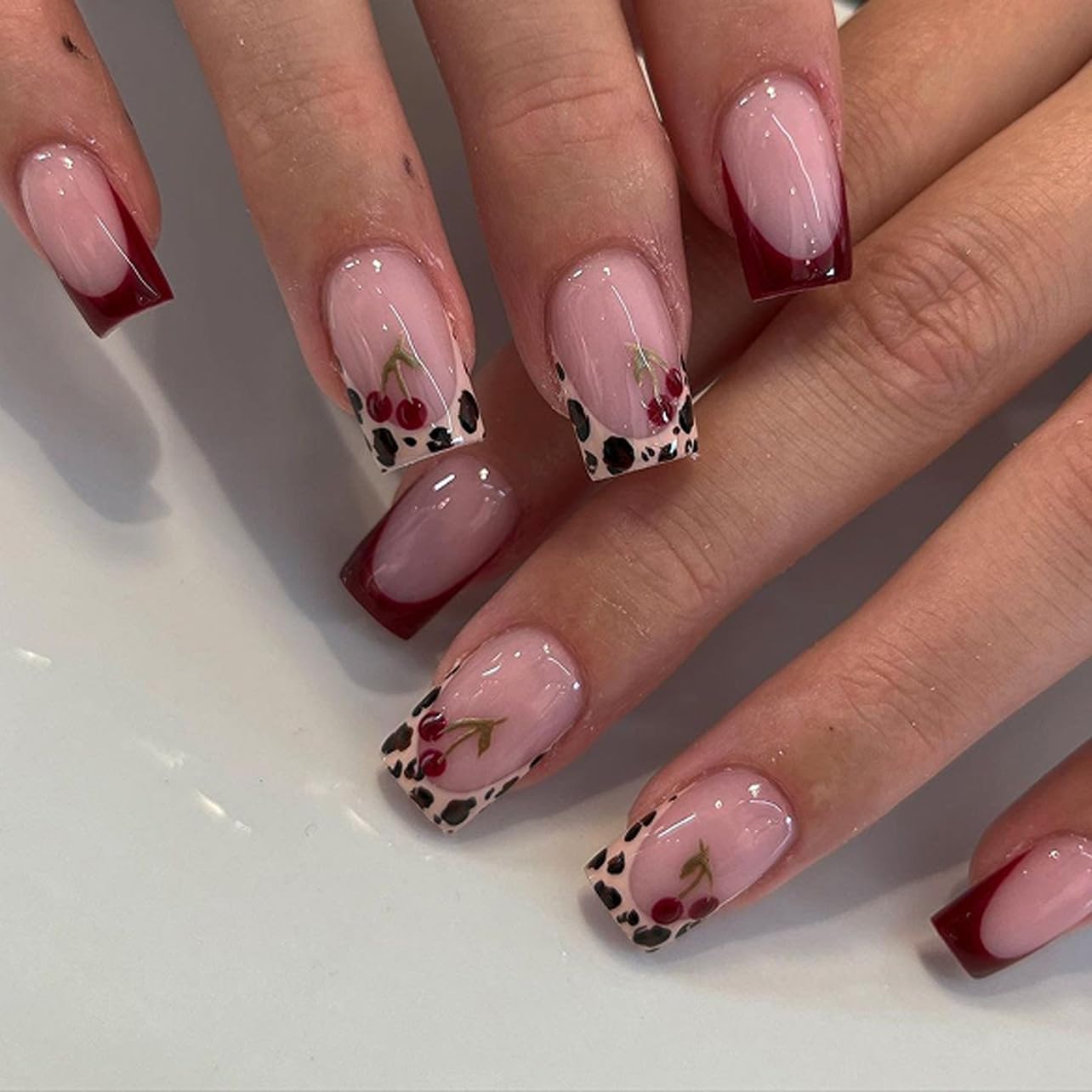 3D Gold Line French Tip Press-On Nails - Short Almond Glitter Light Nude | Handmade Acrylic Nails with 3D Pearl Designs