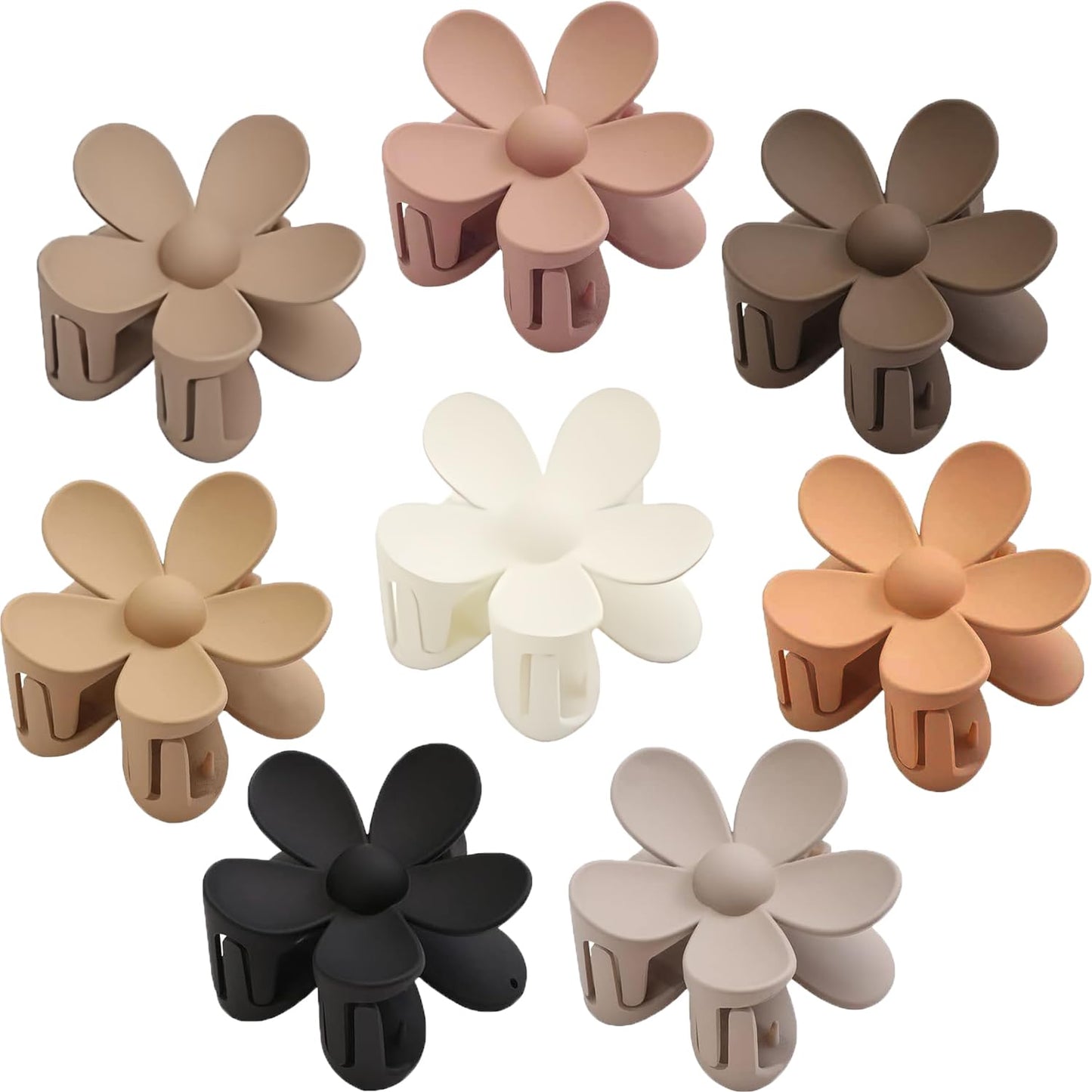Hawaiian Flower Hair Clips - 8PCS Large Claw Clips for Thick & Thin Hair | Cute Daisy & Hibiscus Designs, Summer Colors