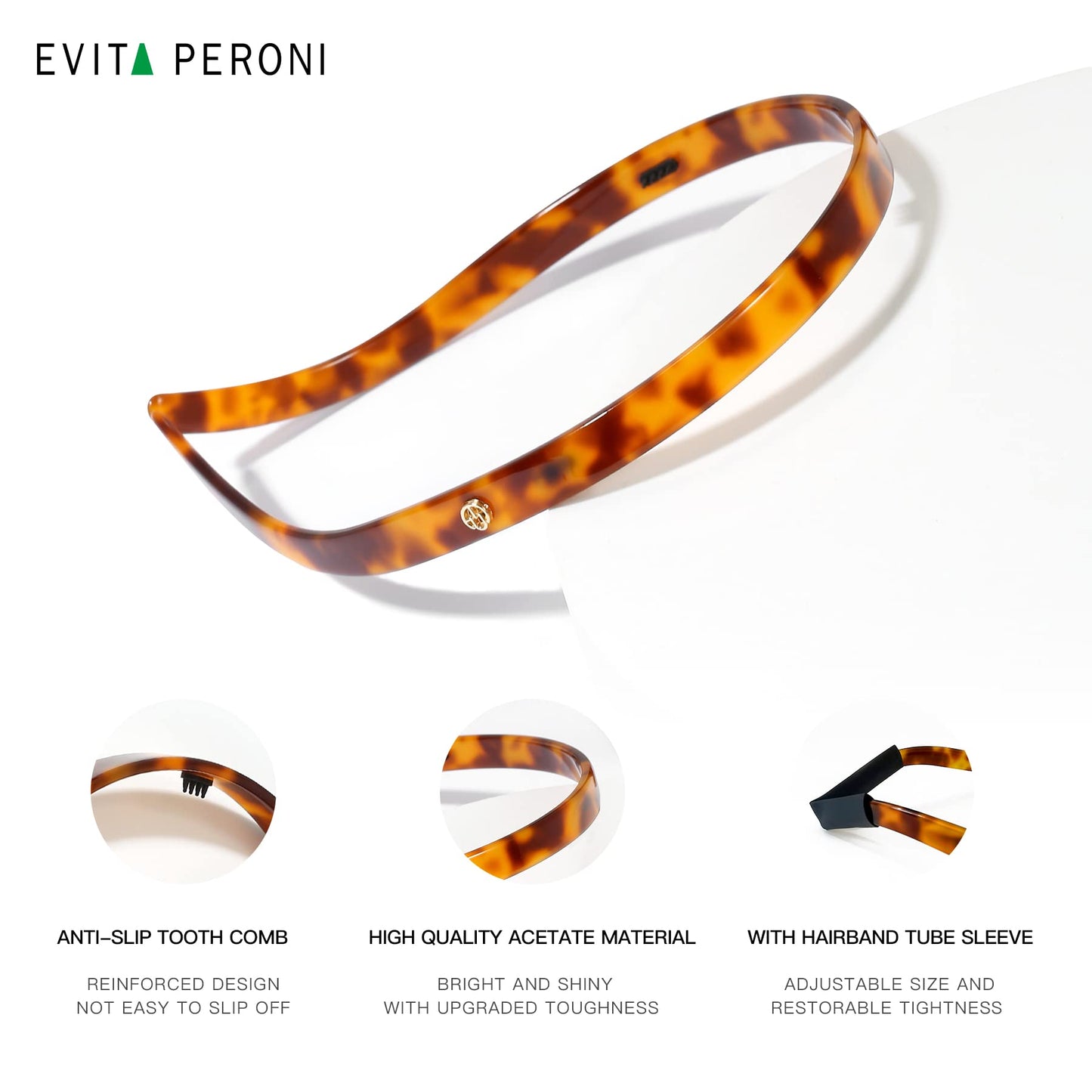 EVITA PERONI Hair Bands - Designed for Eyewear, No Pressure, No Headache, Comfortable Non-Slip Thin Fashion Headbands for Women's Hair - Black