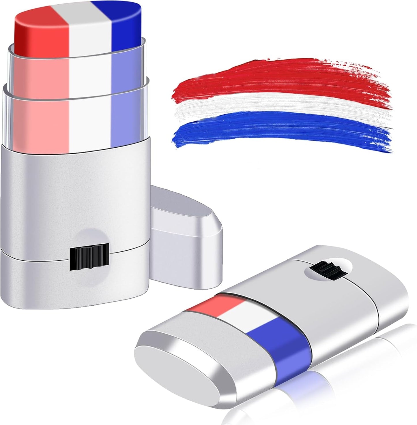 Patriotic Face Paint Kit - Red, White & Blue Stick Makeup for 4th of July | Independence Day Body Paint for Sports Events