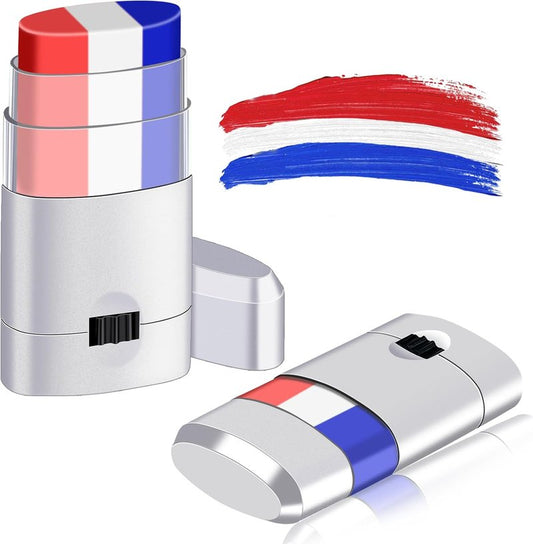 Patriotic Face Paint Kit - Red, White & Blue Stick Makeup for 4th of July | Independence Day Body Paint for Sports Events