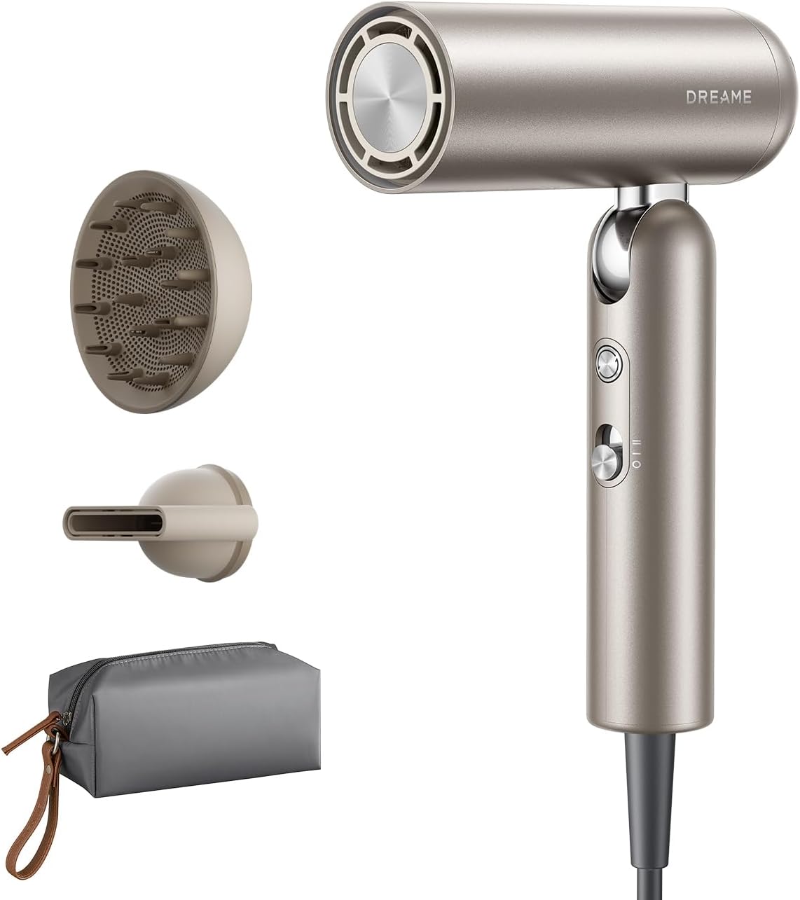Dreame Pocket Hair Dryer - Portable Folding Blow Dryer with Diffuser | Fast Drying, Lightweight, Low Noise for Travel & Home