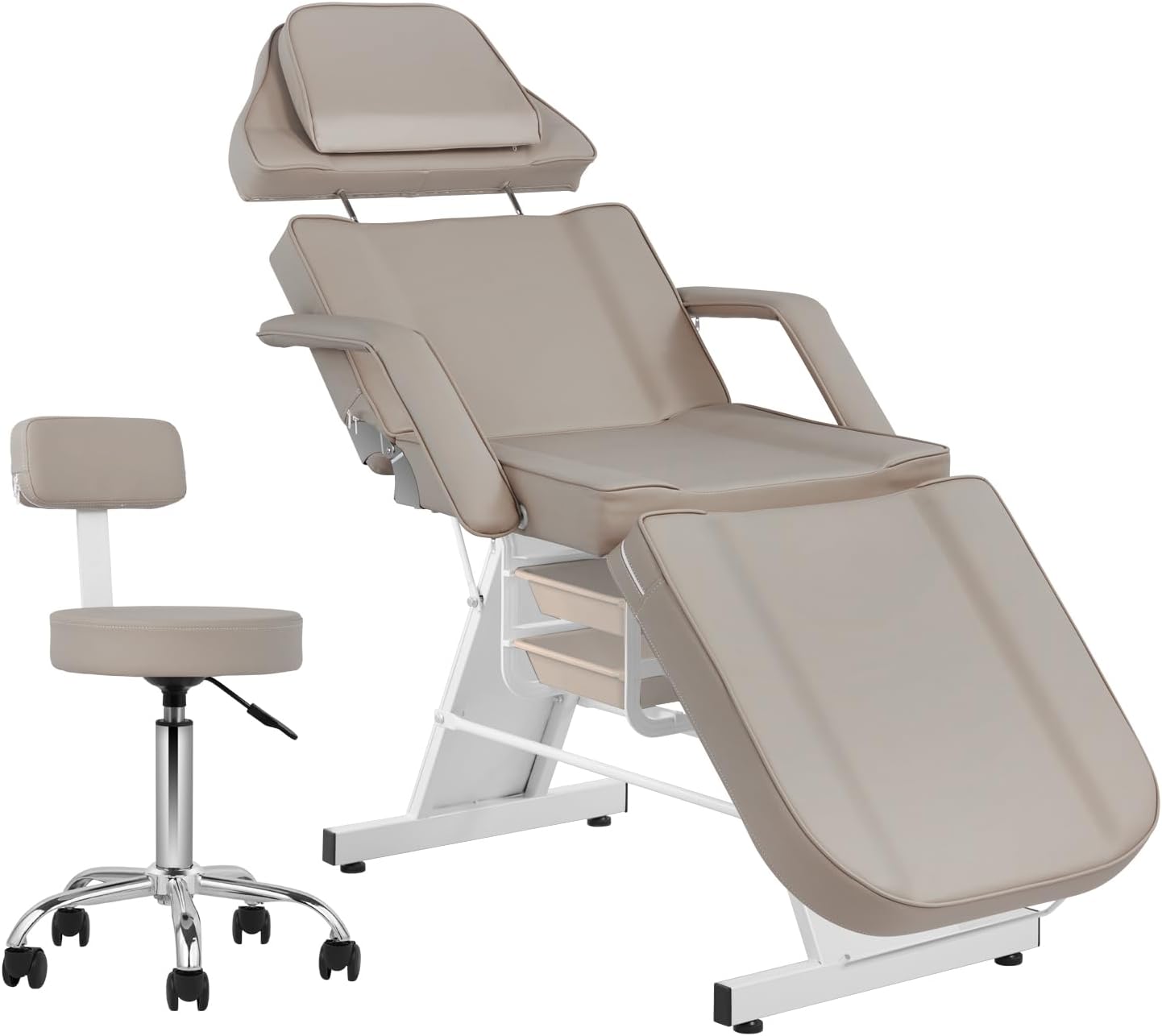 Tattoo Chair - Adjustable Facial Chair with Hydraulic Stool for Estheticians | Gray Multipurpose Spa Equipment