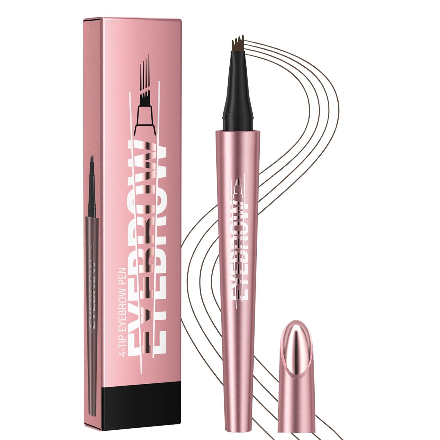 Micro-Fork Eyebrow Pencil for Sparse Brows, 4-Tip Eyebrow Pen for Natural Hair-Like Strokes, Smudge-Proof Makeup Tool for Defined Brows (06# Black Brown)