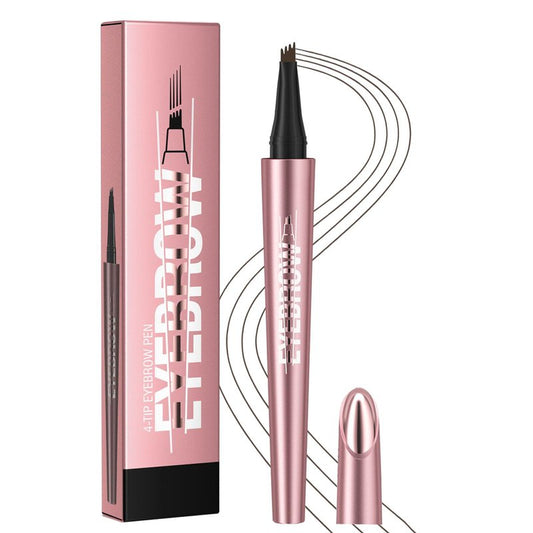 Micro-Fork Eyebrow Pencil for Sparse Brows, 4-Tip Eyebrow Pen for Natural Hair-Like Strokes, Smudge-Proof Makeup Tool for Defined Brows (06# Black Brown)