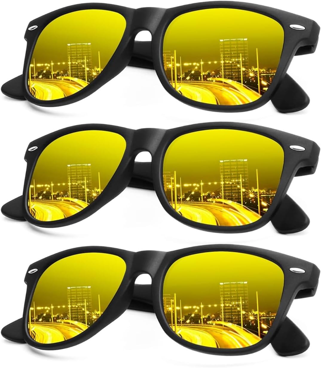 KALIYADI Polarized Sunglasses - Matte Finish, UV Blocking, Color Mirror Lenses | 3-Pack for Men & Women