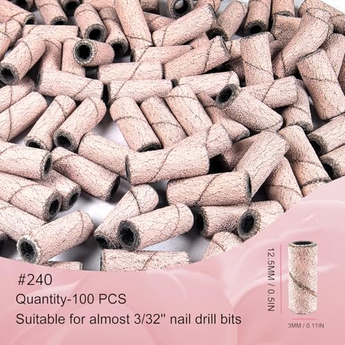 CORFULRA 240 Grit Small Sanding Bands for Nail Drill - 100 Pcs
