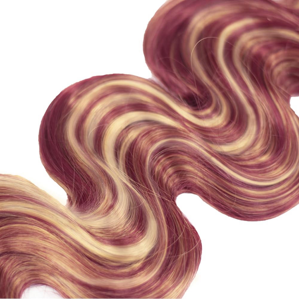 30 32 34 Inch Blonde Body Wave Bundles 99J Bundles Human Hair 8A Brazilian Virgin Remy 3 Bundles Double Weft Soft Real Ombre Hair Extensions 300g