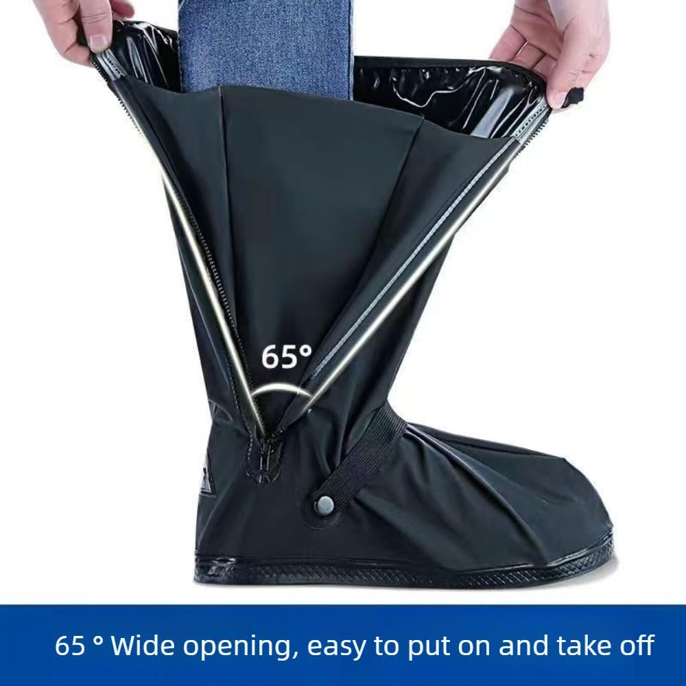 Waterproof Shoe Covers For Rain，Rain Boot Covers With Zipper,Galoshes Shoe Ponchos,Reusable & Foldable,Non-Slip PVC Snow Boot Covers for Men and Women (XL)