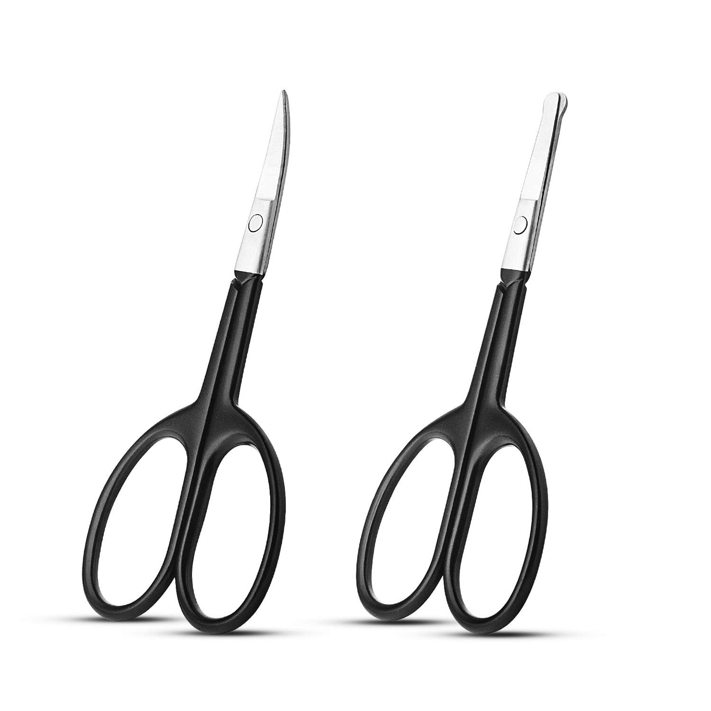 Grooming Scissors Set - Small Facial Hair Trimming Kit for Men & Women | Curved & Rounded Safety Tip - 2PCS Silver