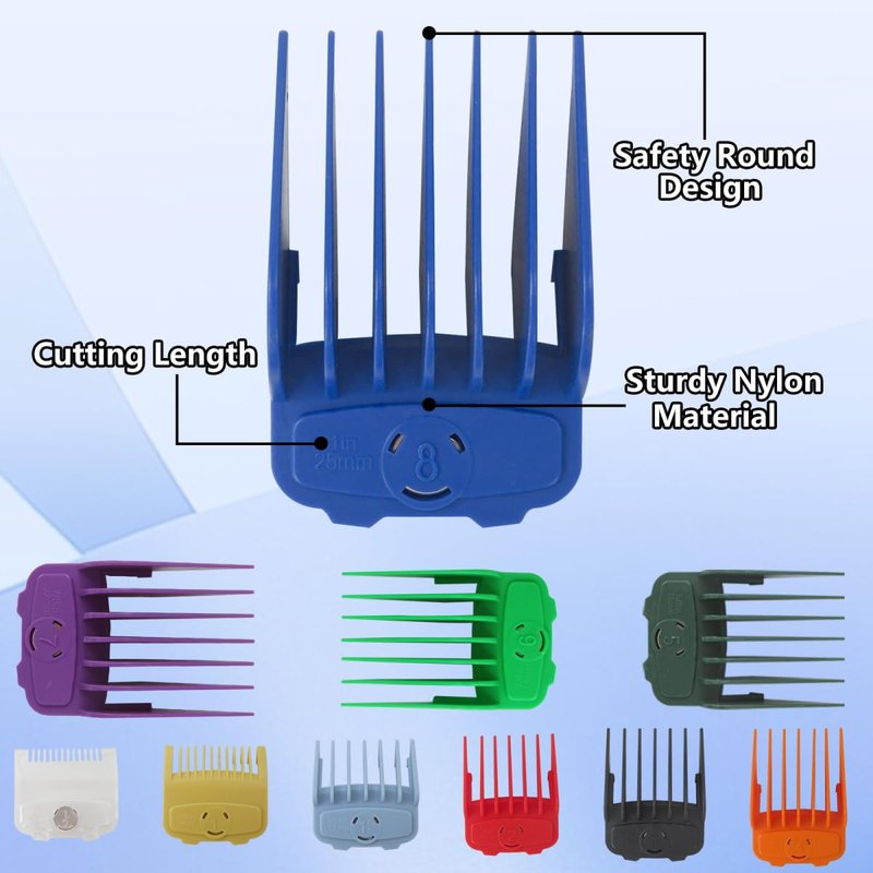 US! 10-Pack Magetic Clipper Guards Set for Limural K11S/Novah HCL-001/Surker K7S/K9C/K9S, Color Coded Clipper Guides Replacement - Length: 1/16" to 1"