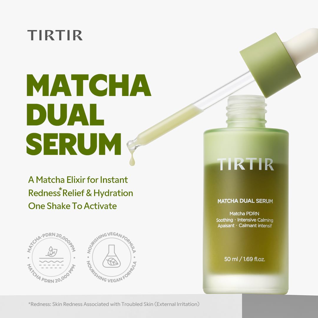 Matcha Dual PDRN Serum - Red Skin Relief & Glass Skin Glow | 20,000ppm Vegan Matcha, 5% Niacinamide, Hydrating Korean Face Serum for Sensitive & Acne-Prone Skin