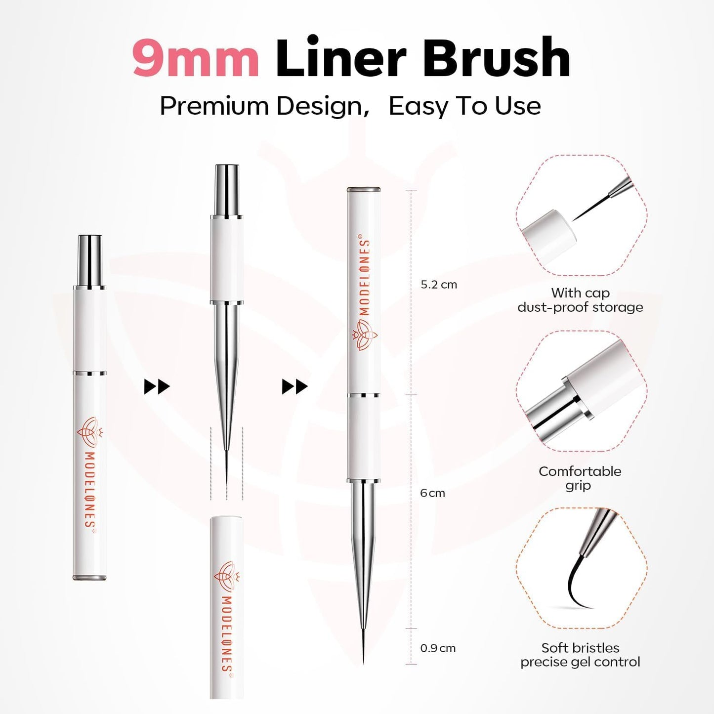Modelones Cateye Gel Polish Nail Magnet Set, 6PCS Cat Eye Magnet Tool with Liner Nail Brush for Gel Swirl Nails Strong Magnetic Nail Art Wand, Glass Bead& French Tip for DIY Nail Lovers