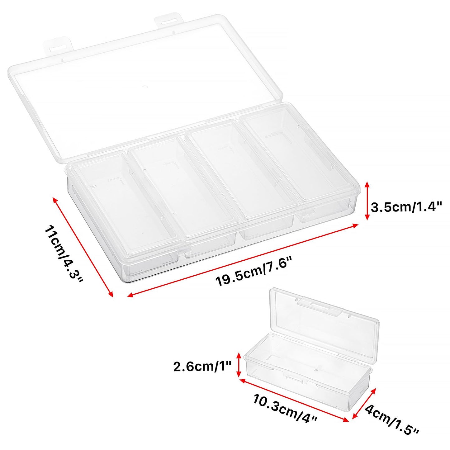 Hipiwe Plastic Cotton Swab Holder for Travel 4 in 1 Compact Cleaning Organizer for Hair Rope Paperclip Clear Dental Floss Sticks Case with Lid Small Travel Container Hair Tie Storage Box