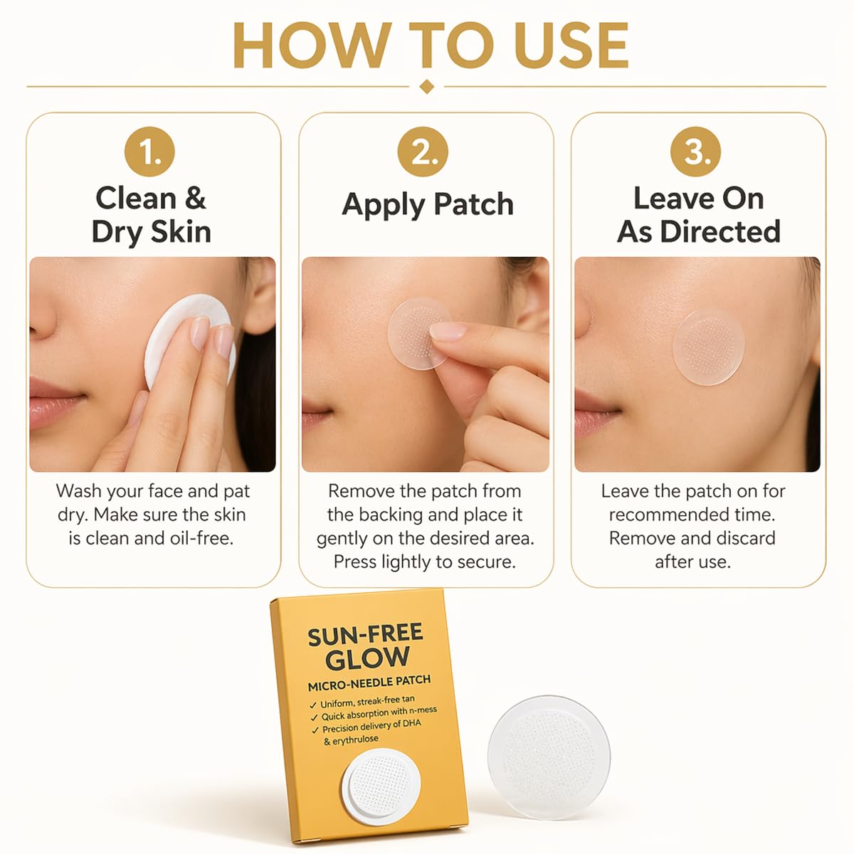 PurevLab Sun-Free Glow Patch for Women & Men, Round Micro-Tip Self Tanning Patches for Natural Bronzed Skin, Peel and Place Beauty Tabs for Daily Routine, No-Mess Travel-Friendly Tan Patch, 2 Boxes
