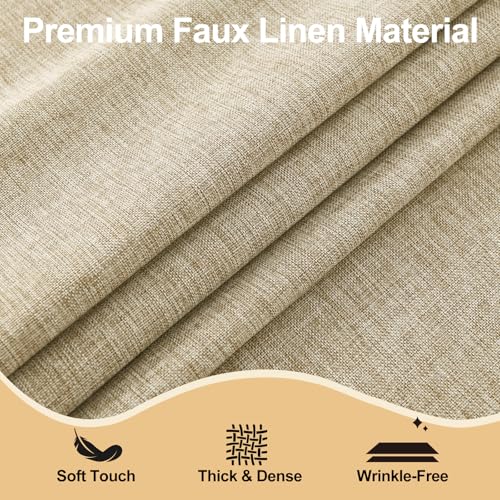 JIUZHEN 60 Inch Round Faux Linen Tablecloth - Stain & Wrinkle Resistant for Dining & Camping