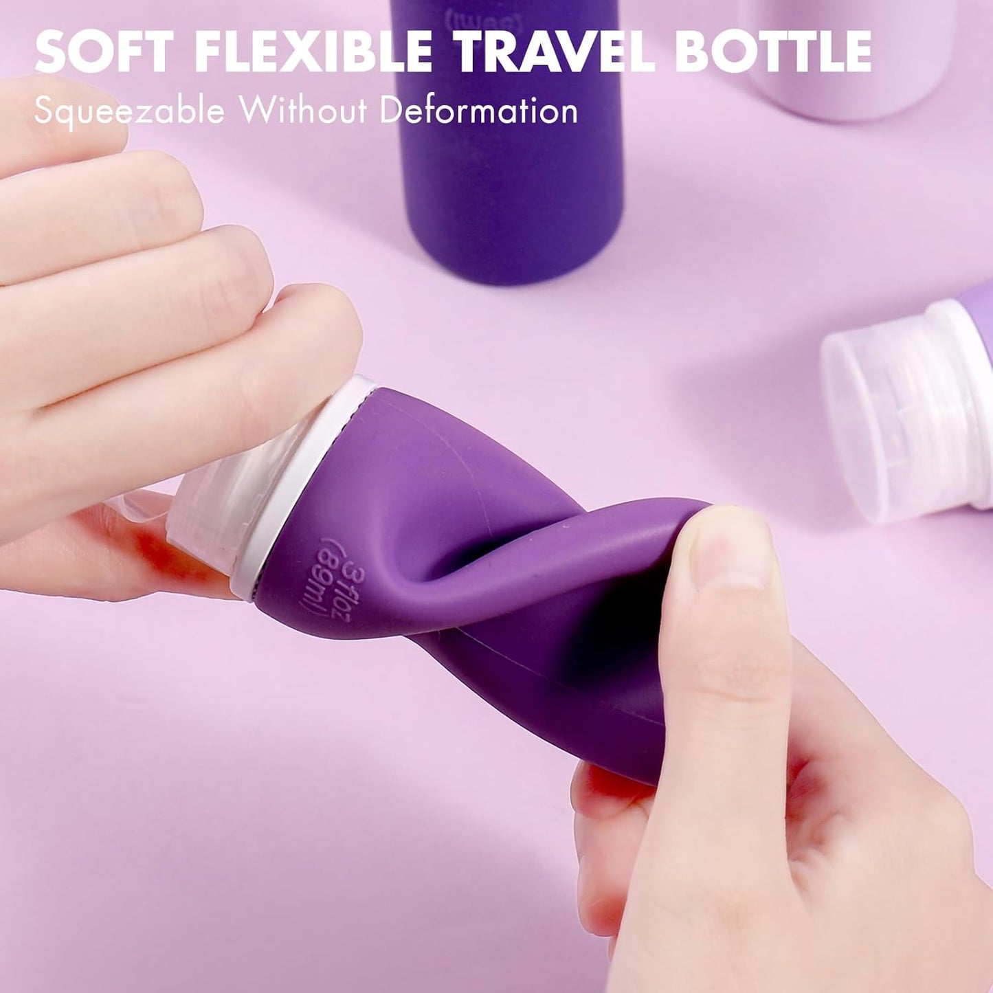 Travel Bottles for Toiletries - 21 Pack Leak-Proof TSA Compliant Silicone Containers | BPA Free, Purple