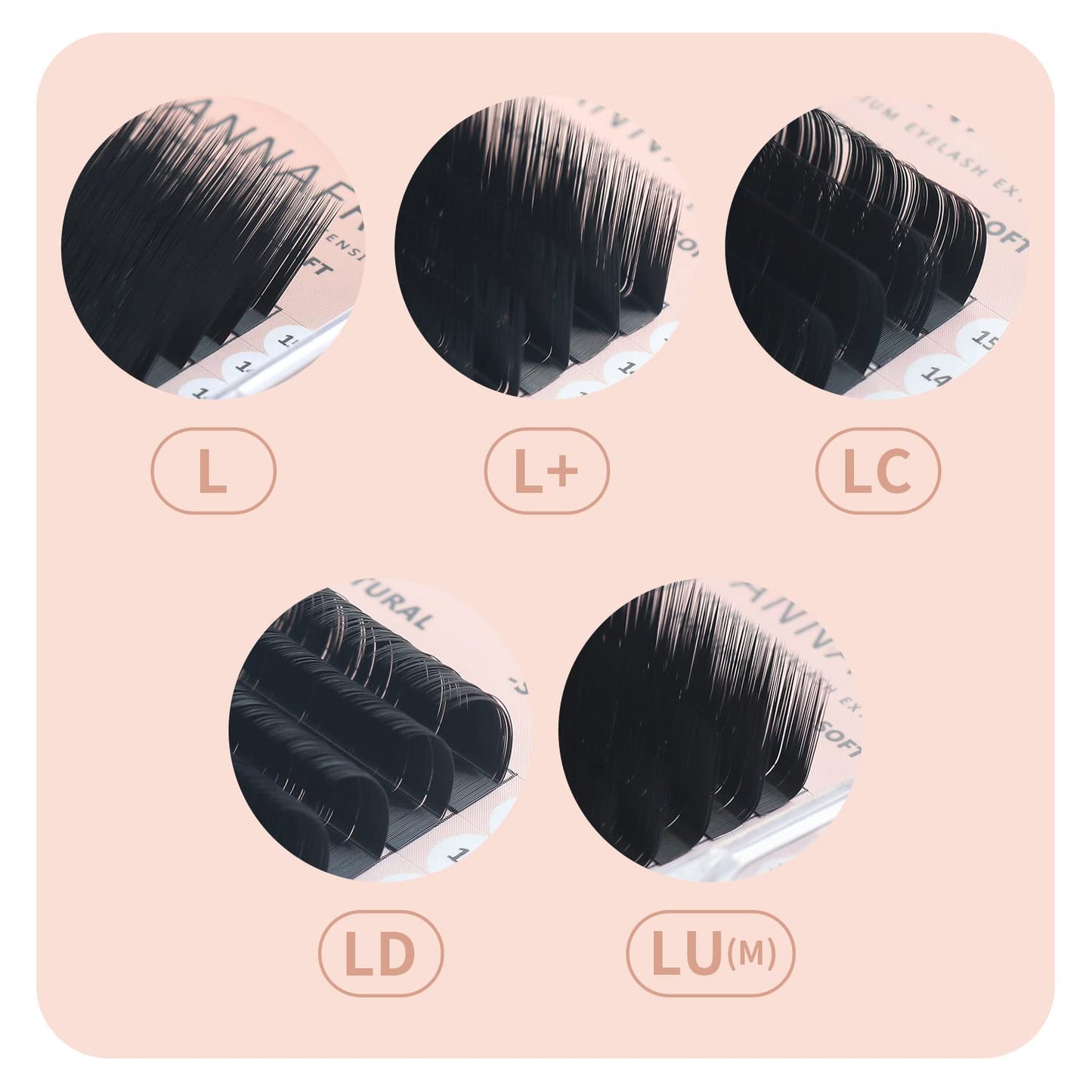 ANNAFRIS L/L+/LC/LD/LU(M) Curl Individual Eyelash Extension Natural Synthetic Mink Matte Black False Lashes Extension Faux Cils Maquillage