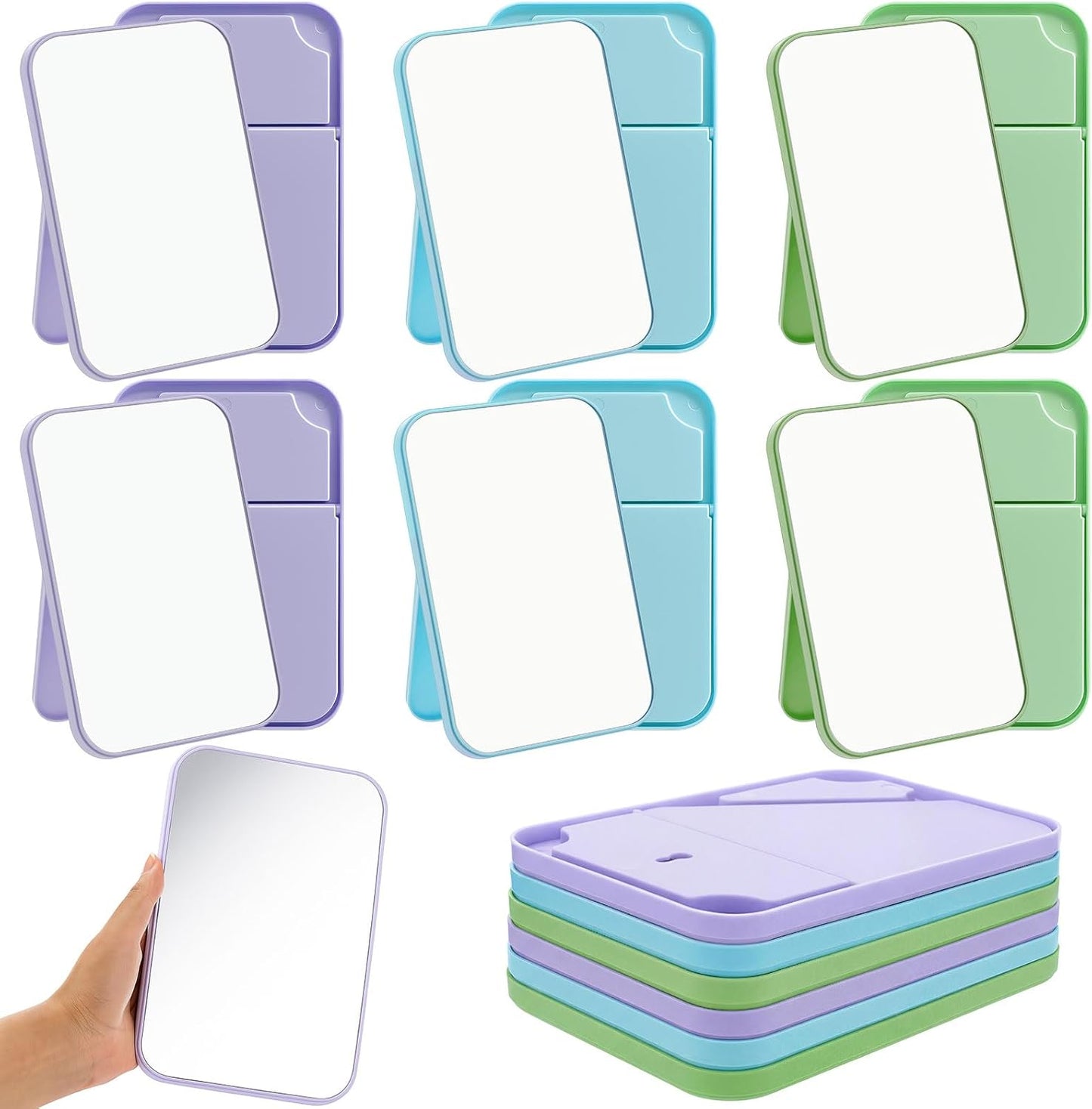 Cinnvoice 24 Pack Desktop Makeup Mirrors - 90° Adjustable Folding Vanity Mirrors | Portable for Travel & Spa (8")