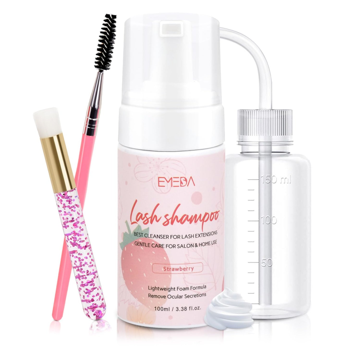 EMEDA Lash Shampoo Kit - Gentle Foam Lash Cleanser for Extensions | 3.38 fl. oz / 100ml