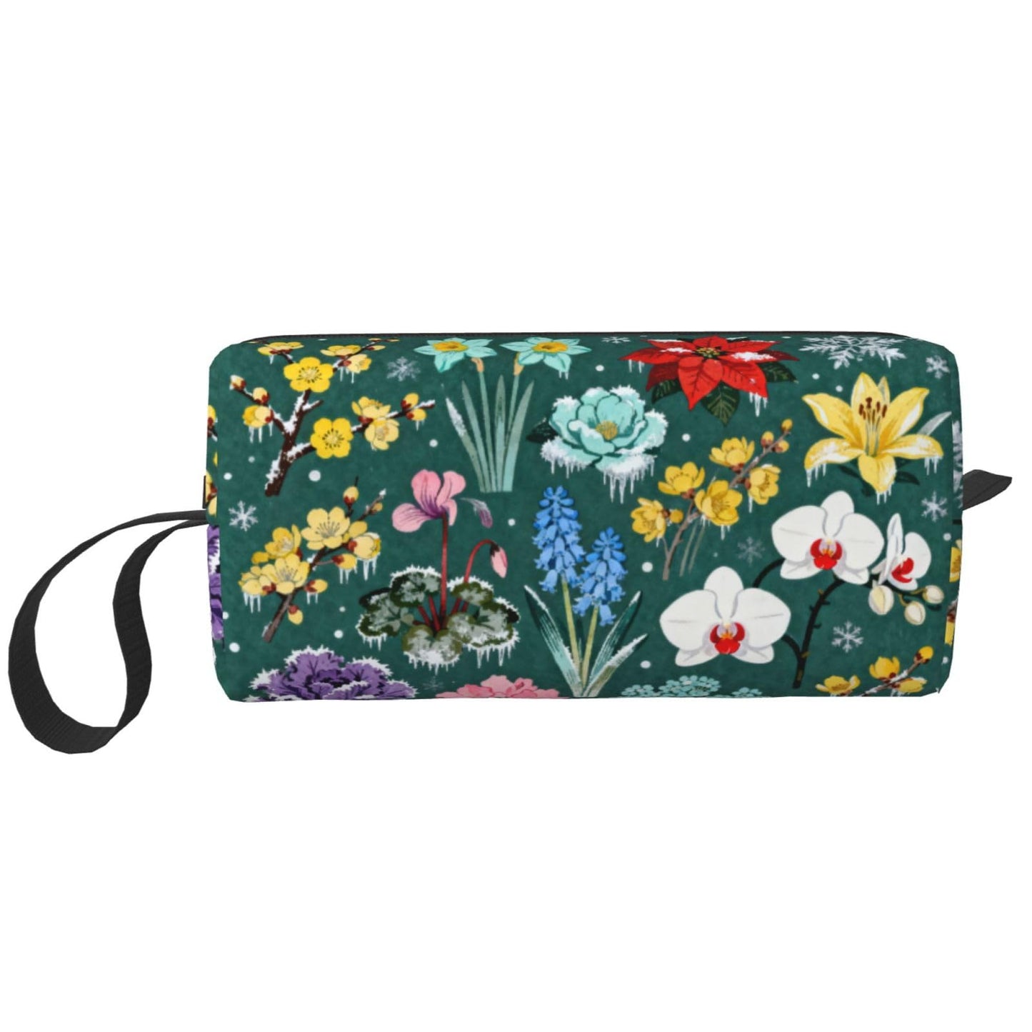 OLUSENMO Frosted Floral Makeup Bag - Durable 600D Oxford Fabric, Impact-Resistant & Compact, Travel Cosmetic & Makeup Organizer for Gym & Daily Use