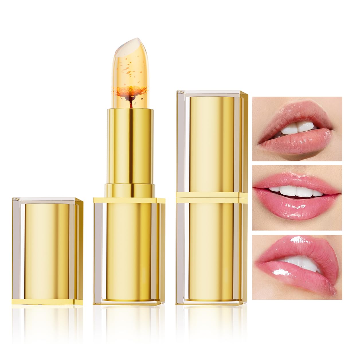 Gold Crystal pH Lipstick - Temperature-Sensitive Color Changing Formula | Long-Lasting Moisturizing & Plumping Effect (03# Flower)