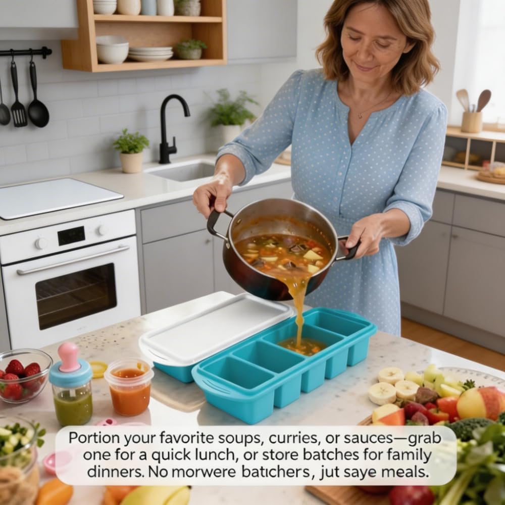 Souper Cubes Freezer Tray - Silicone Soup Container Molds | Makes 4 Perfect 1-Cup Portions