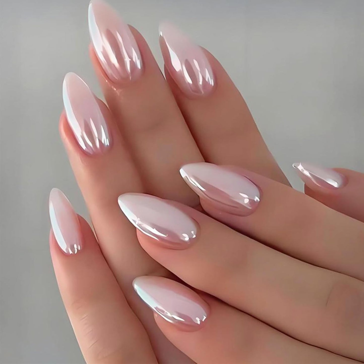 Gold Flower Press-On Nails - 24 Pcs Short Almond Design with 3D Pearl & Glitter | Reusable Acrylic for Weddings & Parties