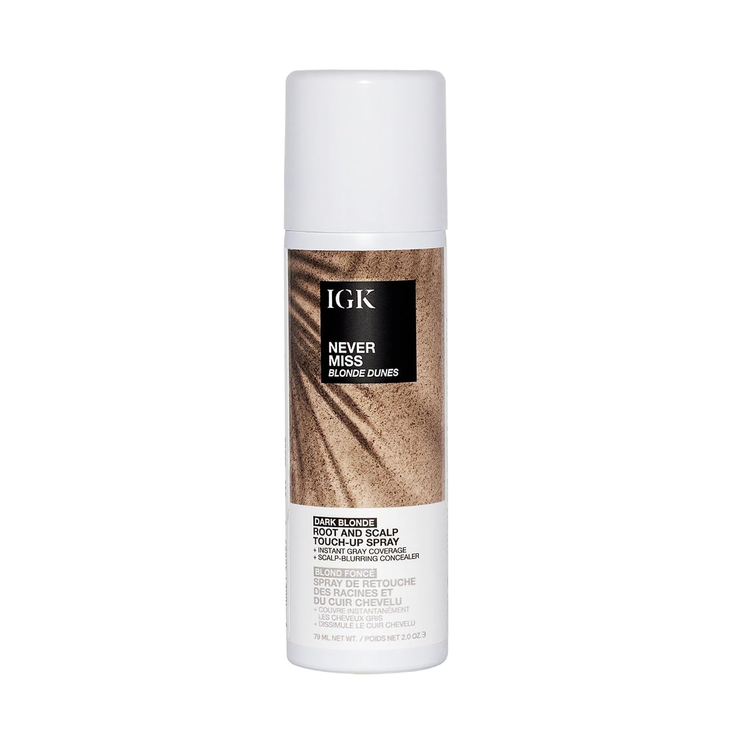 IGK NEVER MISS Root & Scalp Touch-Up Spray - Dark Blonde | Temporary Gray Coverage & Hair Thickening | Waterproof & Sweat-Resistant | 2oz