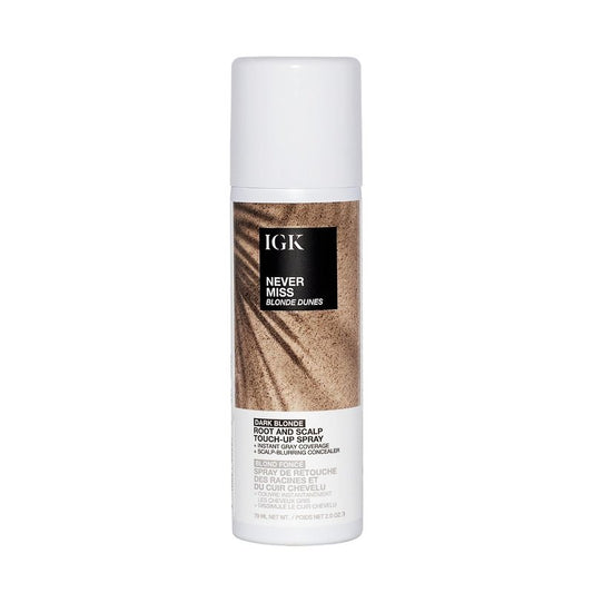 IGK NEVER MISS Root & Scalp Touch-Up Spray - Dark Blonde | Temporary Gray Coverage & Hair Thickening | Waterproof & Sweat-Resistant | 2oz