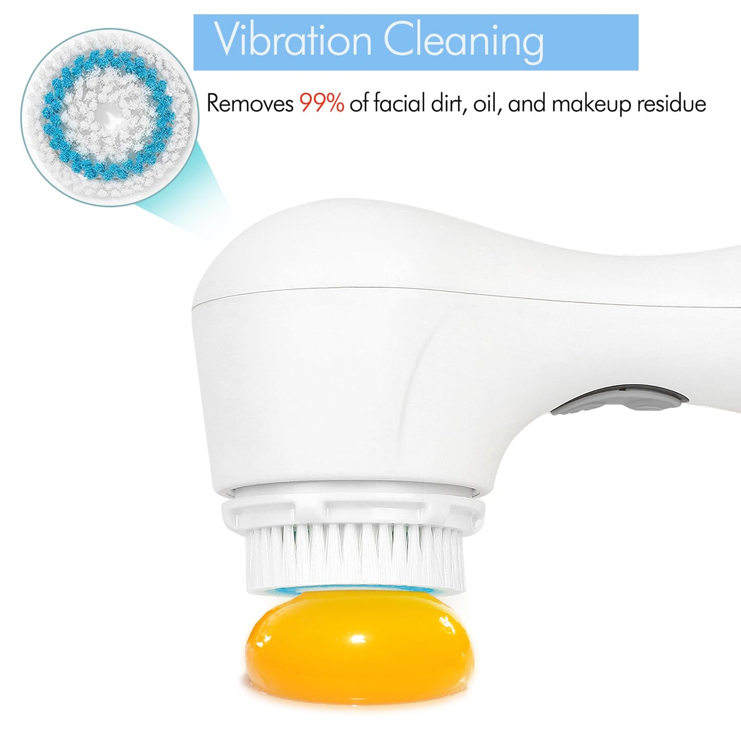 Microtree Electric Facial Cleansing Brush, No Rotation, Sonic Vibrating Rechargeable Face Scrubber Exfoliator, 2 Speeds for Gentle Clean, Face Brushes for Cleansing, Waterproof Face Wash Brush