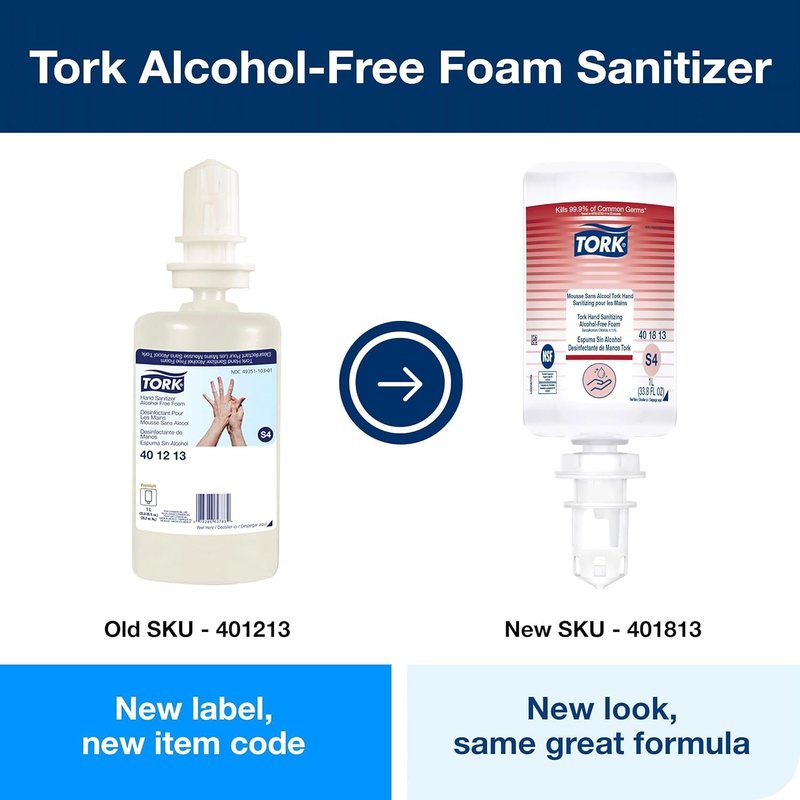 Tork Hand Sanitizing Foam - Alcohol-Free, Gentle Formula | 6 x 1L Bottles