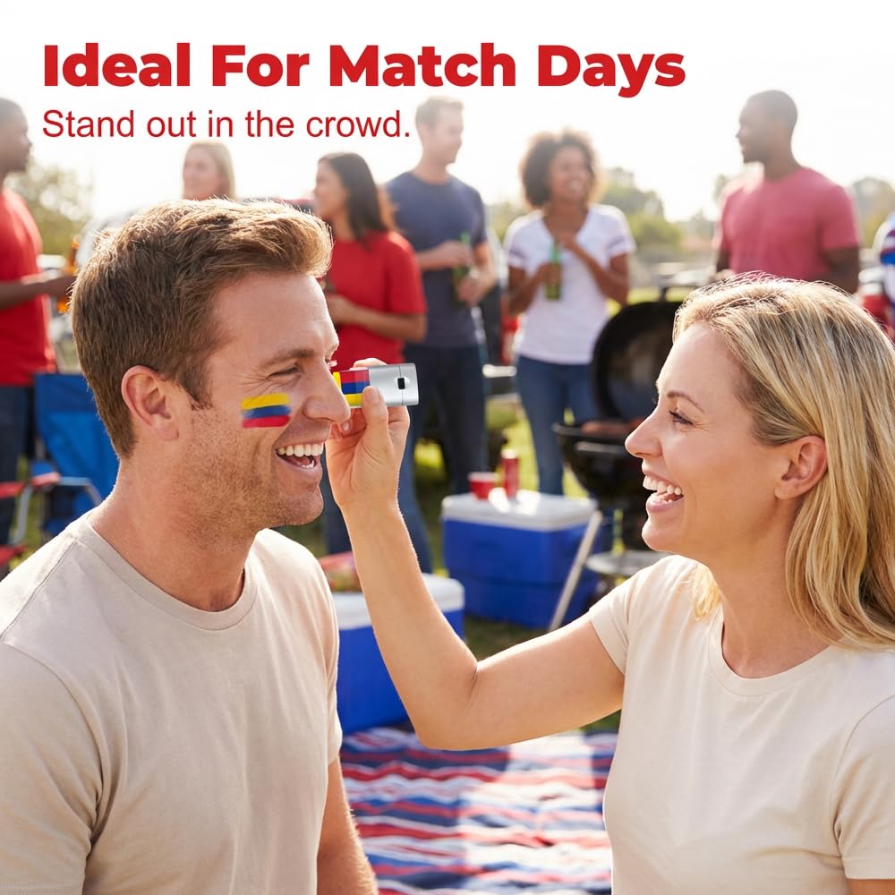 Red White and Blue Face Paint Sticks | Washable Body Paint for Sports Fans - Perfect for Baseball, Soccer, Football Events