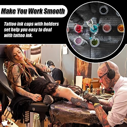 YONGDA Skull Ink Cap Holder with 100 Large Ink Cups - Tattoo Supply