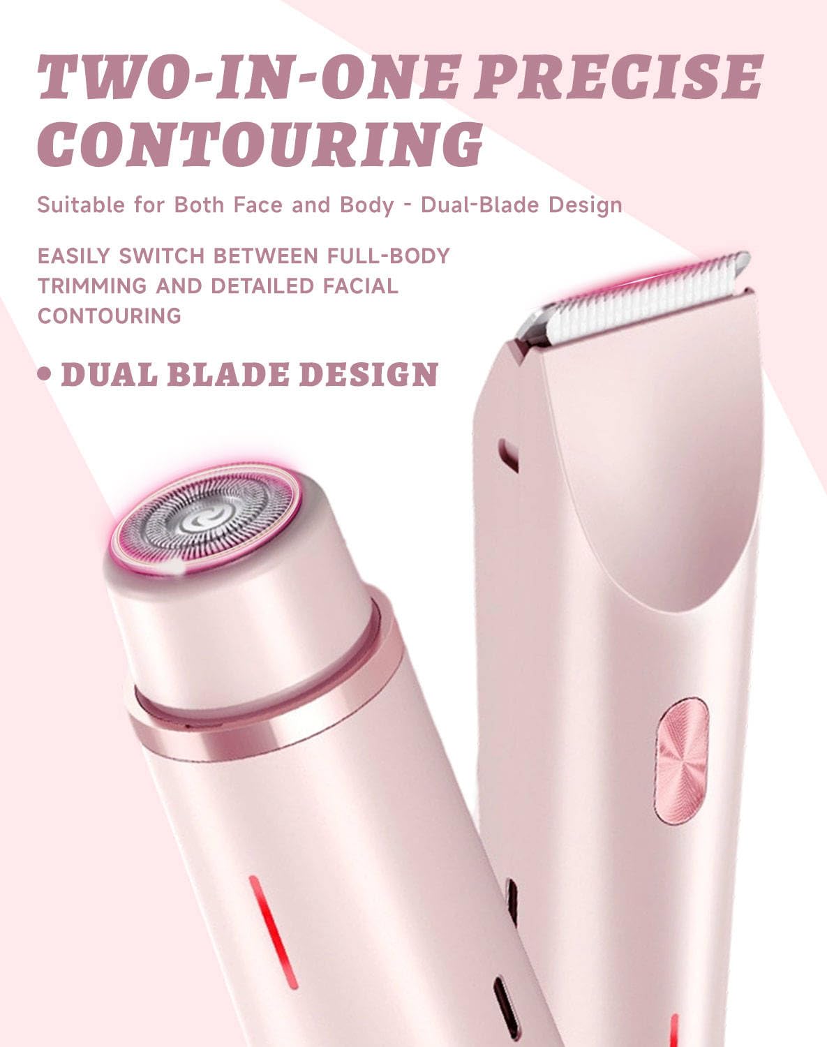 Dermavel Trimmer 2.0 Women, Ergonomic 2-in-1 Body & Facial Hair Trimmer, Luxury Skin Gentle Electric Razor, Waterproof Rechargeable Grooming Shaver for Smooth, Effortless Results, Skin Care (Blue)