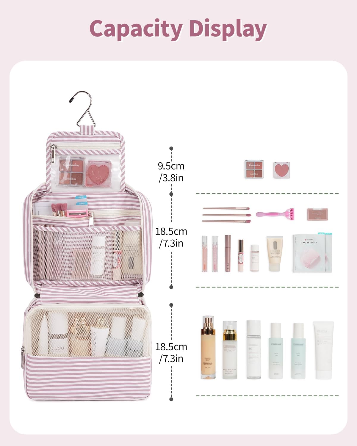 Narwey Small Hanging Travel Toiletry Bag - Stylish Organizer for Makeup & Toiletries | Ideal for Women & Girls