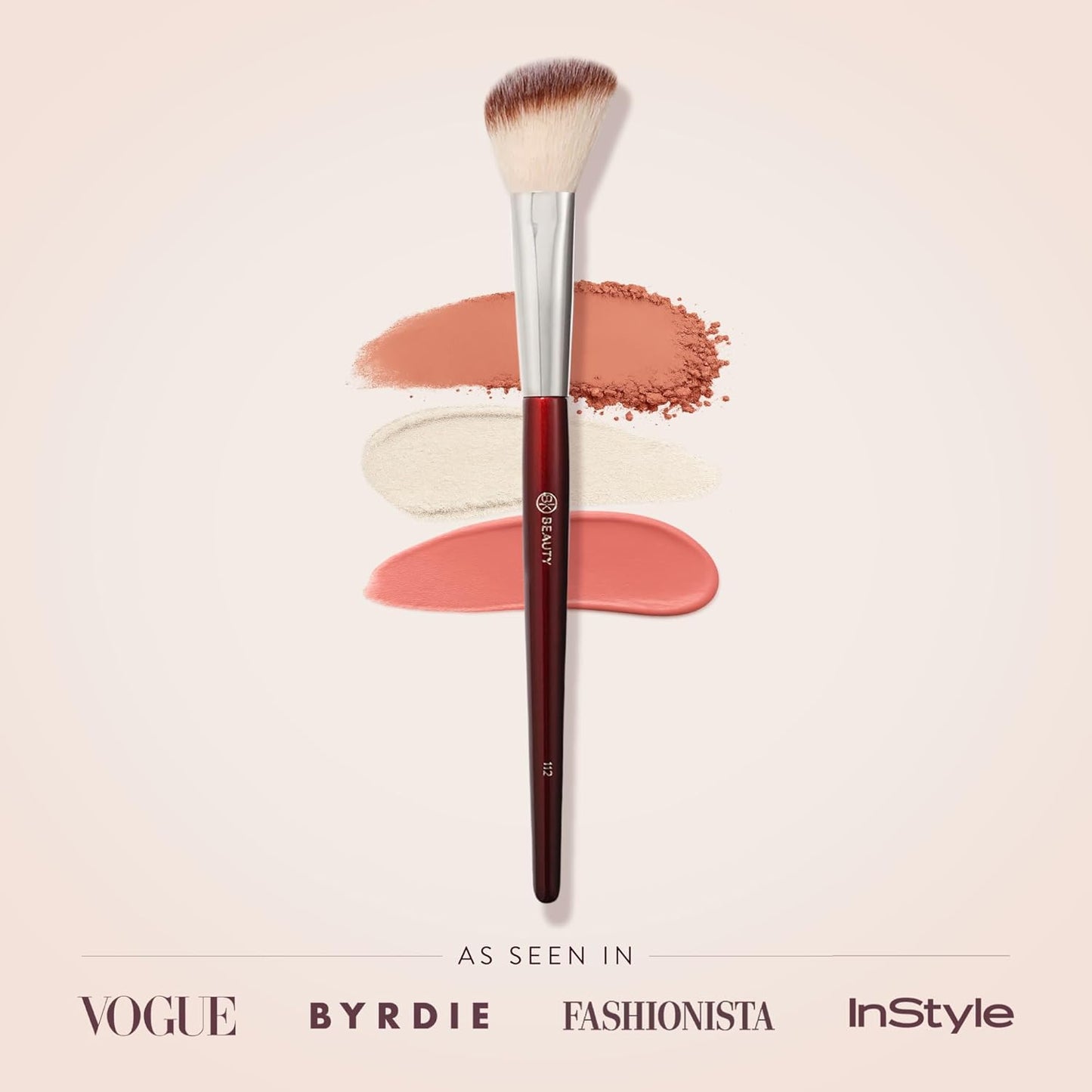 BK Beauty Small Angled Face Brush - Precise Blush Brush for Natural Blending | Ideal for Smaller Faces & Highlighting