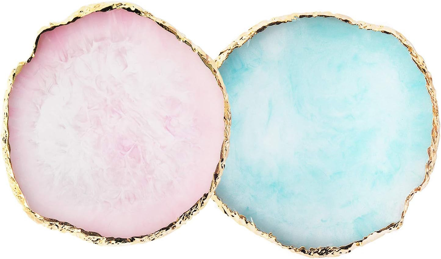 Resin Nail Art Palette - Mixed Color Painting Board with Gold Edge | White Display for Nail Gel