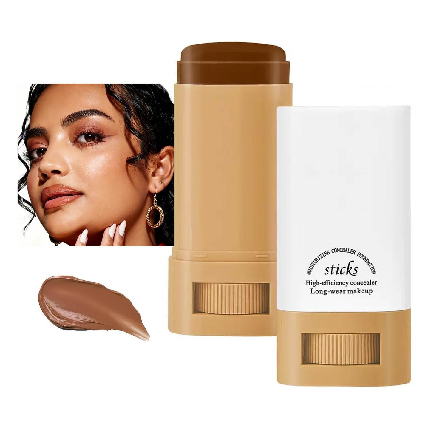 Hydrating Full Coverage Foundation Stick - Long-Lasting Matte Concealer for Face & Contour - Buildable Creamy Formula for All Skin Tones (03#)