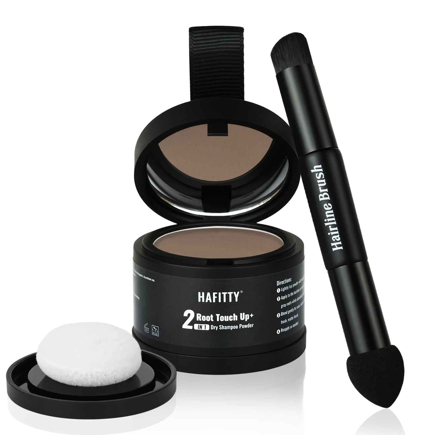 HAFITTY Root Touch Up Powder, Covers Gray Roots & Sparse Hair, Absorbs Excess Oil, All-Day Coverage, Natural Looking Finish, Easy to Apply, Hairline Powder for Women & Men (Light Brown)
