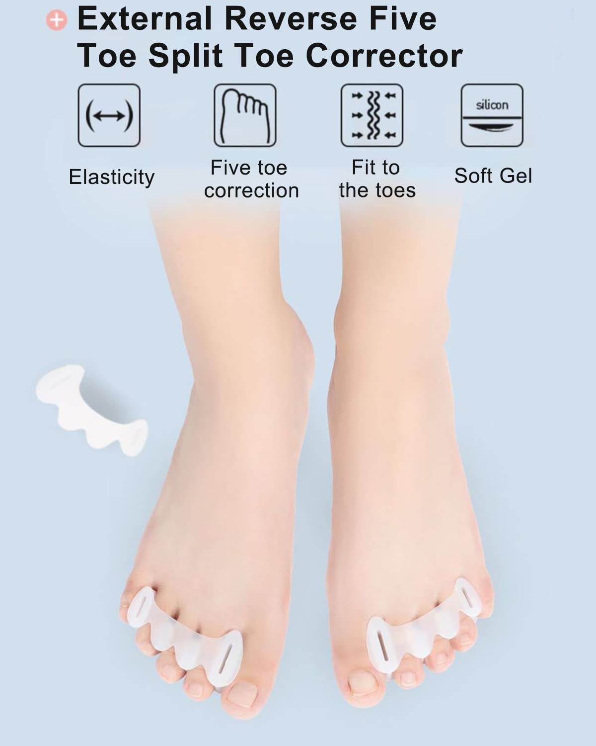 2Pairs Toe Separators Toe Spacers for Women Men to Correct Bunion, Relieve Feet Pain, Foot Alignment, Toe Straighteners for Hammertoes, Plantar Fasciitis (S, Women Shoe Size: 6.5-9, Men: 6-7)