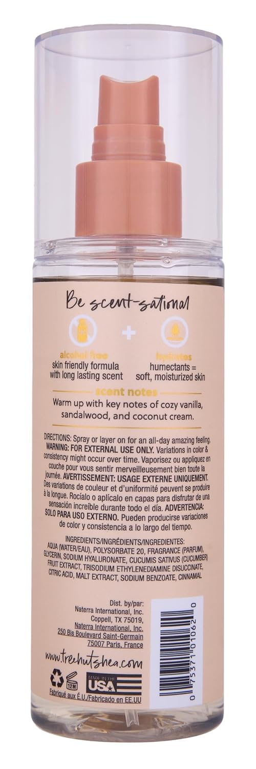 Tree Hut Vanilla Hair & Body Mist - Hydrating Alcohol-Free Spray with Vanilla, Sandalwood & Coconut | 6 Fl Oz
