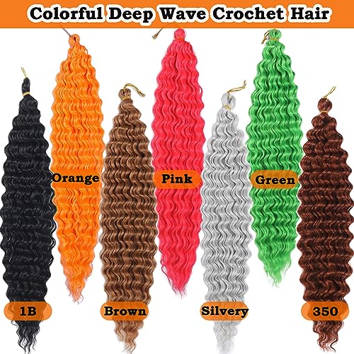 Paraglame 18-Inch Hot Pink Deep Wave Crochet Braiding Hair - 3 Pack