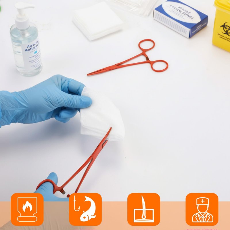 BBTO Hemostat Curved and Straight Hemostat Forceps Piercing Pliers Forceps, Stainless Steel Straight and Curved Pliers, Fishing Tweezer (Orange,2 Pcs)