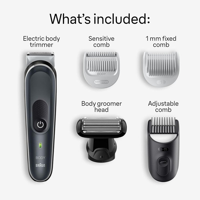 Braun Body Groomer Series 5 5360, Body Groomer for Men, for Chest, Armpits, Groin, SkinSecure Technology for Gentle Use and Clean Shave Attachment, Waterproof, Cordless with 100-min Run Time