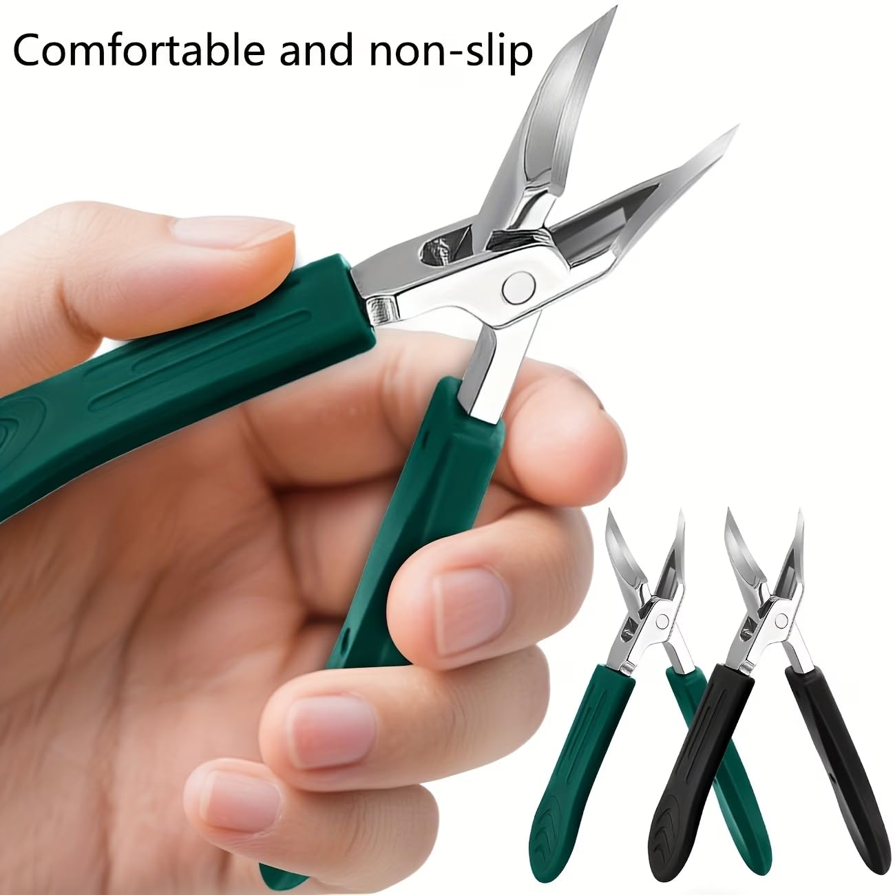 Thick Nail Clipper for Ingrown Nails Stainless Steel 25-Degree Angled Blade Safety Grip Handle Splash-Proof for Seniors, Black