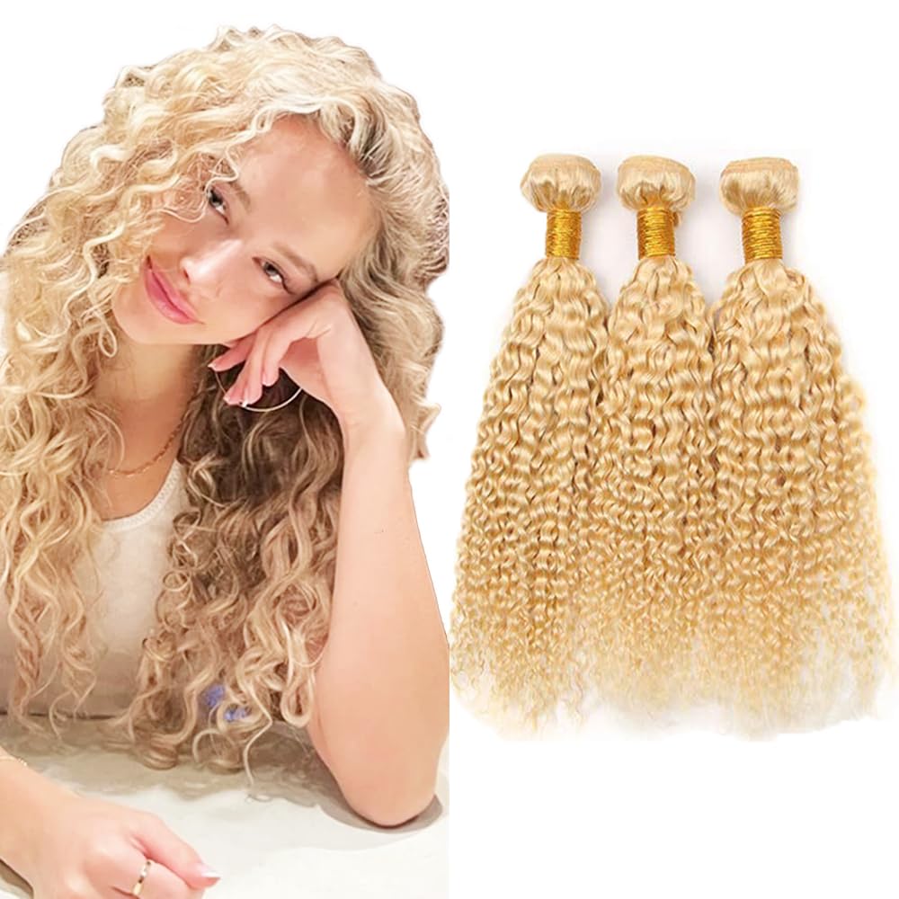 Blonde Human Hair Bundles 613 Water Wave Bundles 14 16 18 inch Peruvian Virgin Mixed Length 3 Bundle Soft Real 613 Blonde Bundle 300g