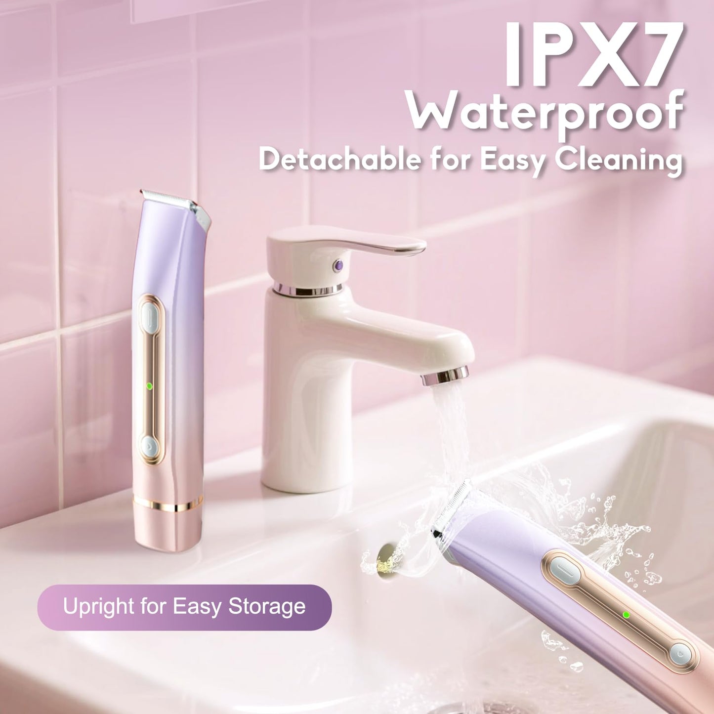 Bikini Trimmer for Women, 2 in 1 Women Electric Shaver Dual Head, Rechargeable Pubic Hair Trimmer with Waterproof, Painless Silk Glide Pro Shaver for Underarm Leg Arm Body Face Private Area